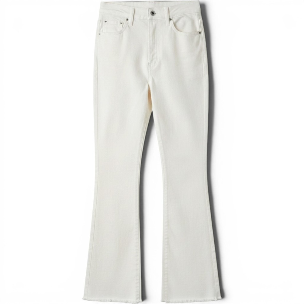 MOTHER The Hustler Ankle Fray Jeans 27 White Fairest Of Them All High Rise